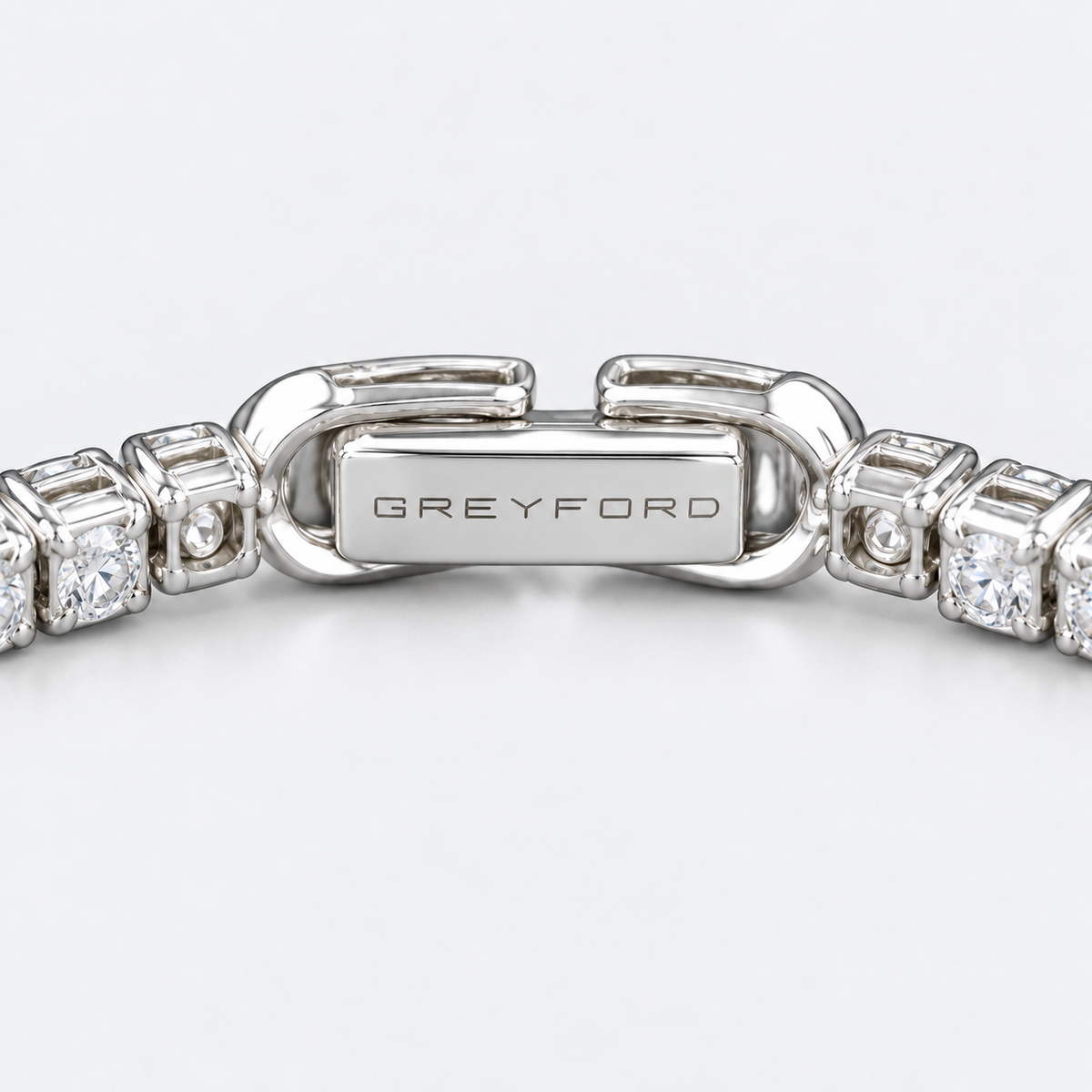 Greyford Menton Color Stone Tennis Bracelet — close-up of the piece and brand engraving