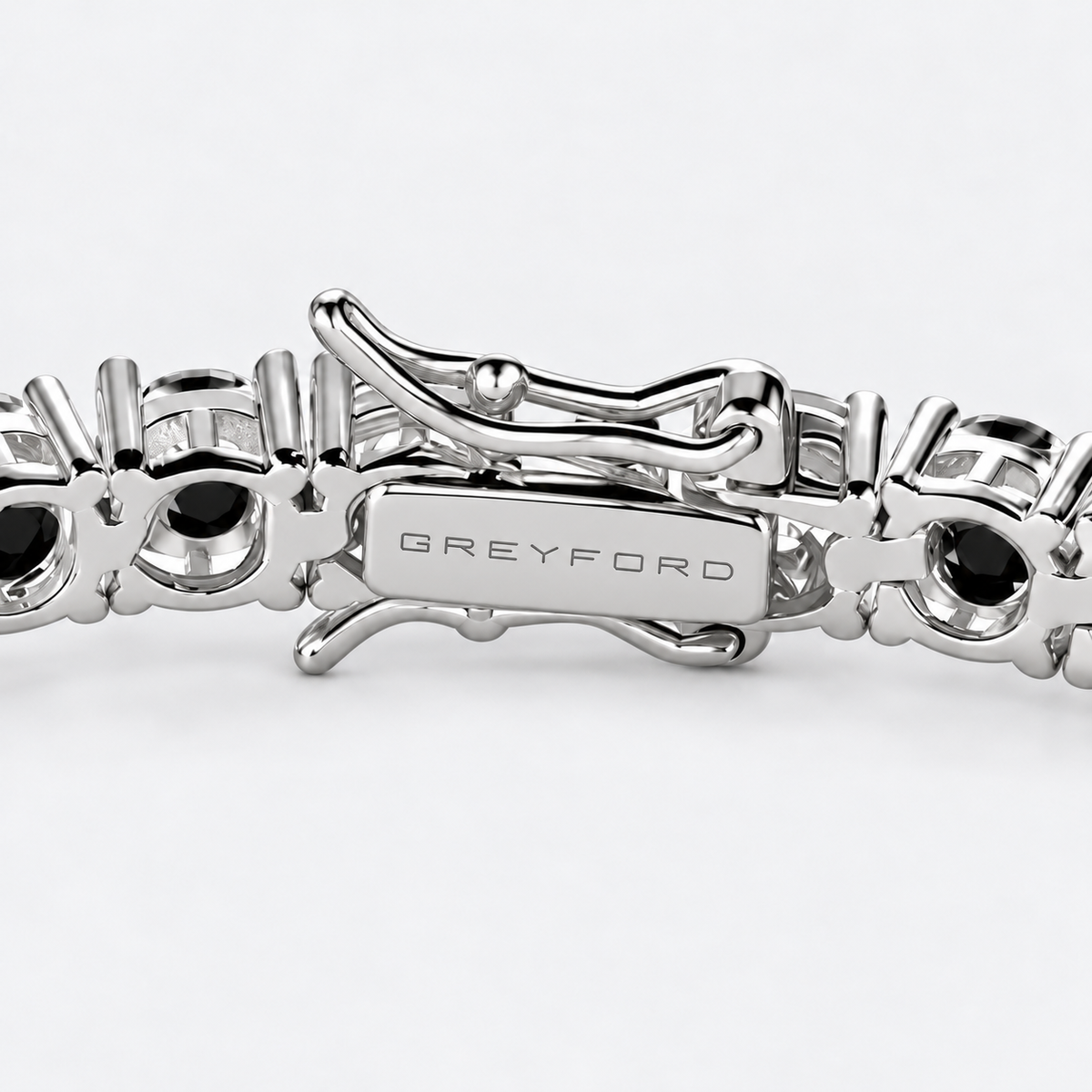 Greyford Biarritz 4 mm Tennis Bracelet — close-up of the piece and brand engraving