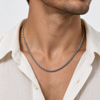 Greyford Porto Rope Chain Necklace — worn by a model, close-up studio photograph