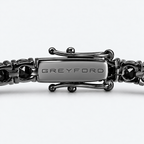 Greyford Stockholm Black Zirconia Tennis Bracelet — close-up of the piece and brand engraving
