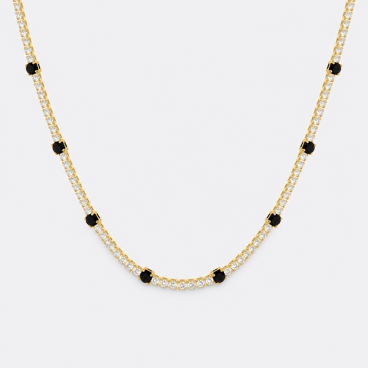 Greyford Amalfi Black Stone Station Necklace — studio product photograph