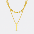 GREYFORD Minimal Cross x Figaro Chain Bundle — studio product photograph