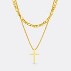 GREYFORD Minimal Cross x Figaro Chain Bundle — studio product photograph
