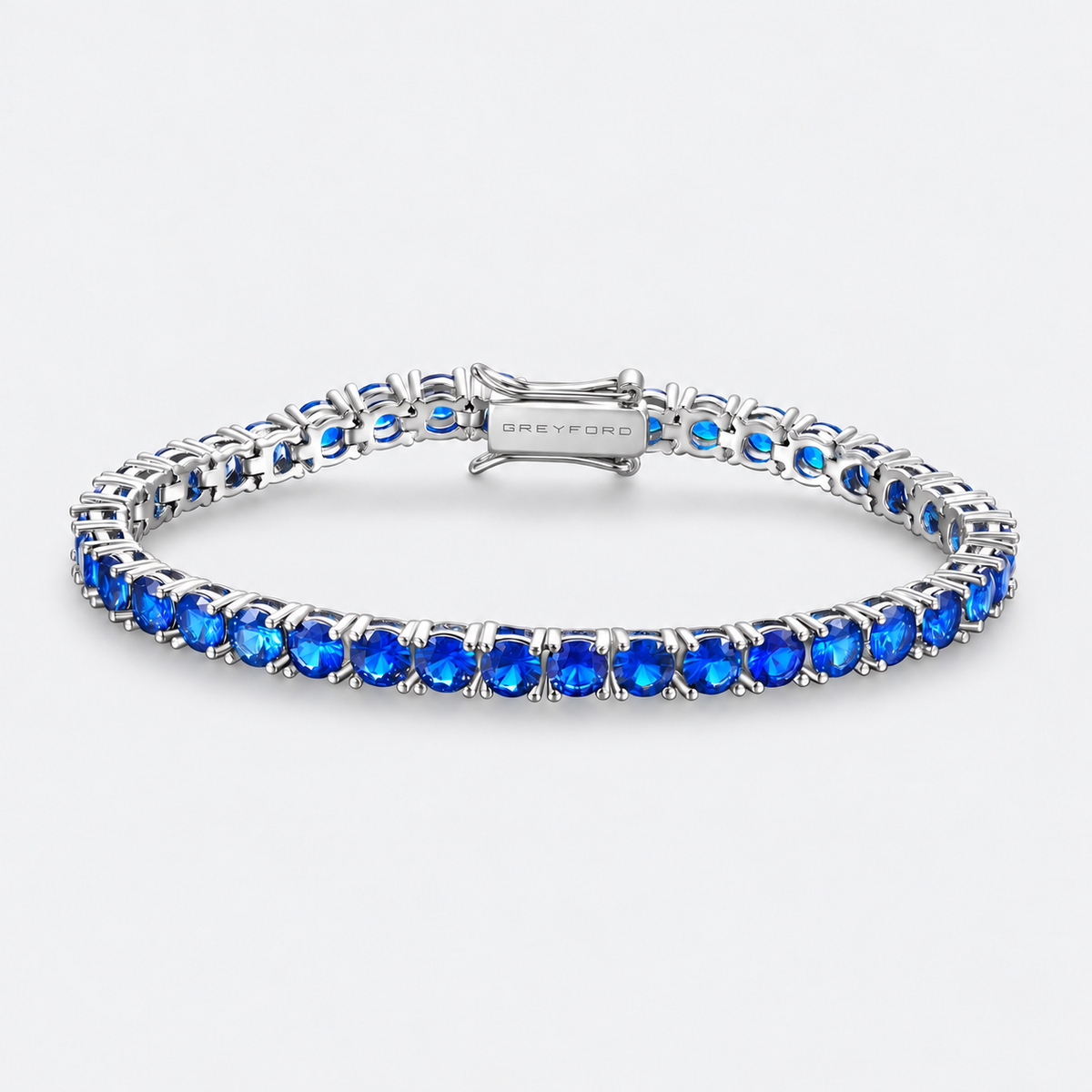 Greyford Riviera Blue Cubic Zirconia Tennis Bracelet — studio product photograph