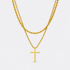 Greyford Venezia Cross and Rope Chain Necklace Set — studio product photograph